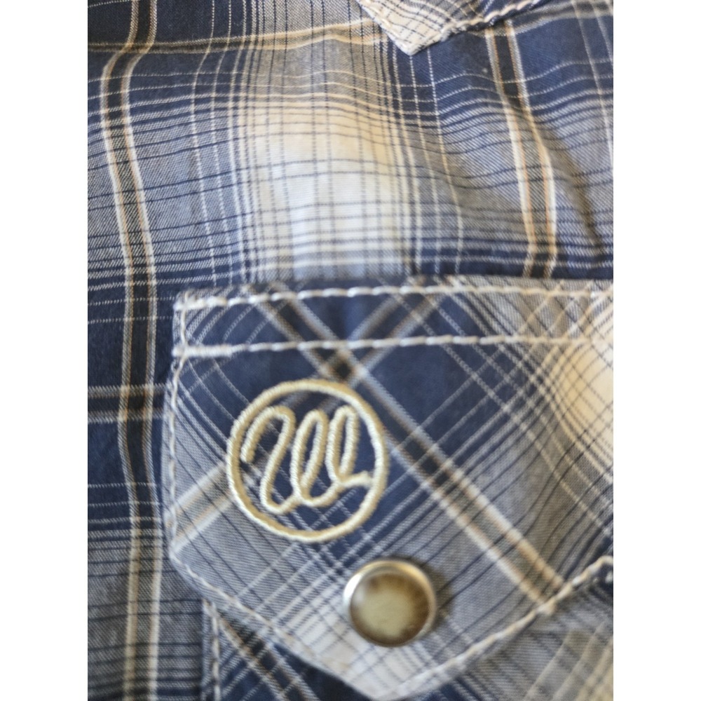 Wrangler‎ Retro Pearl Snap Mens Western Wear L Tall Blue Plaid - Picture 3 of 9